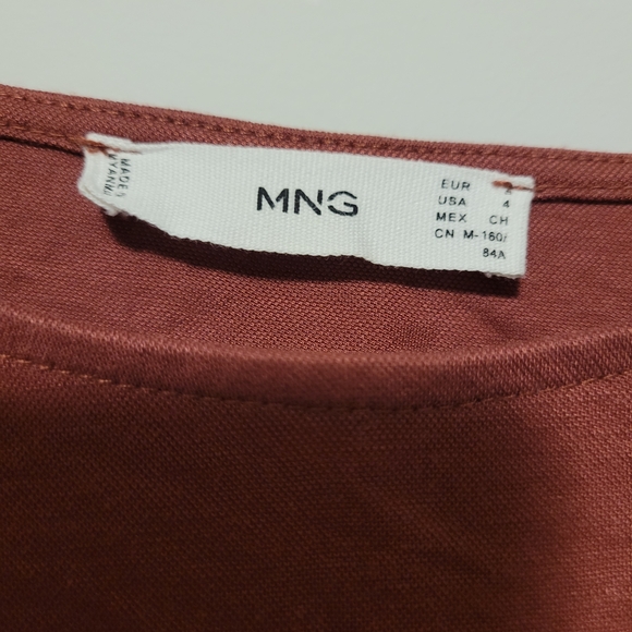 Mango Rust Ruffle Front Long Sleeve Mini Dress XS - Picture 3 of 5